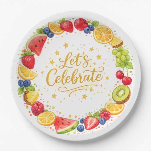 Colorful Fruit Party Paper Plates Set ペーパープレート (正面)