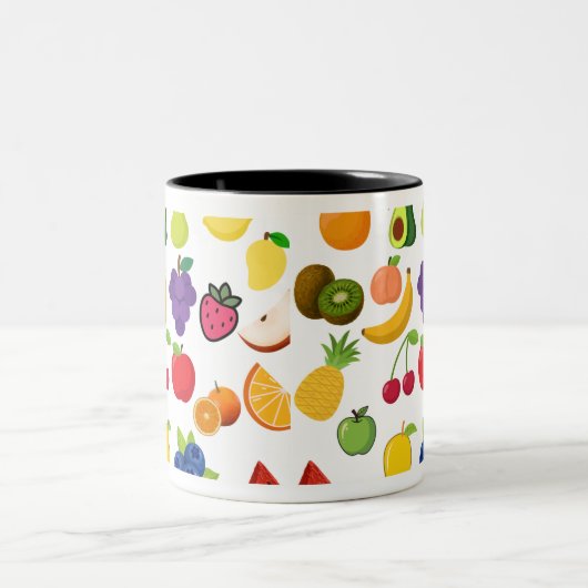 Colorful Fruits on Cup Mug – Fresh & Vibrant Desig ツートーンマグカップ (中央)