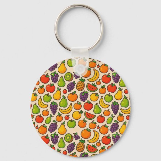 Colorful fruits patterned キーホルダー (正面)
