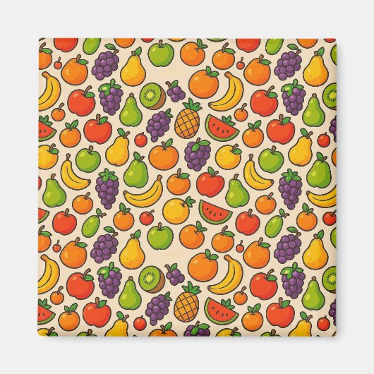 Colorful fruits patterned マグネット (正面)