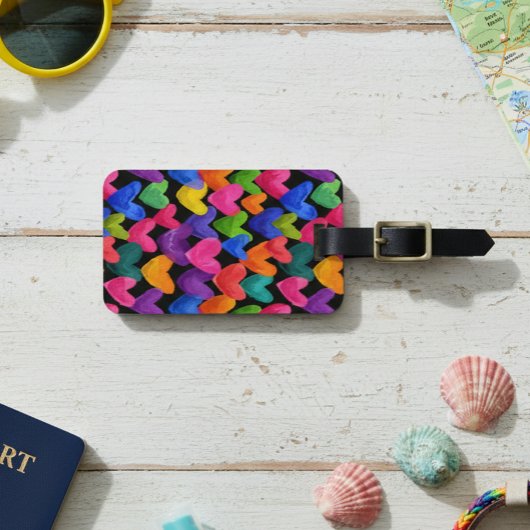 Colorful Fun Hand Drawn Hearts ラゲッジタグ