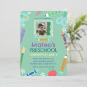 Colorful Fun Photo Preschool Graduation 招待状 (スタンド正面)
