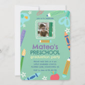 Colorful Fun Photo Preschool Graduation 招待状 (正面)