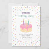 Colorful Fun playful birthday cake 招待状 (正面)