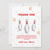 Colorful Fun Strike Up Bowling Baby Shower  サンキューカード (正面)