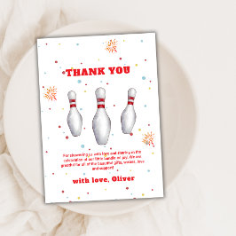 Colorful Fun Strike Up Bowling Baby Shower  サンキューカード