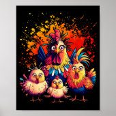 Colorful Funny Chicken Art  ポスター (正面)