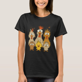 Colorful Funny Eagerlys Chicken Art Crazy Chickens Tシャツ