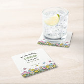 Colorful Funny Little Wildflower 1st Birthday スクエアペーパーコースター (インサイチュ)