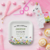 Colorful Funny Little Wildflower 1st Birthday  ペーパープレート (パーティー)