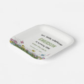 Colorful Funny Little Wildflower 1st Birthday  ペーパープレート (傾斜あり)