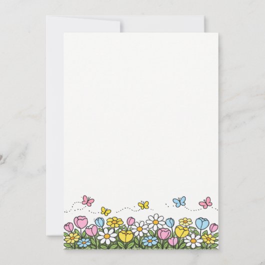 Colorful Funny Little Wildflower 1st Birthday  招待状 (裏面)