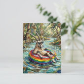 Colorful Funny Oryx on a Float Trip ポストカード (スタンド正面)