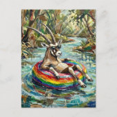 Colorful Funny Oryx on a Float Trip ポストカード (正面)