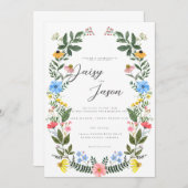 Colorful Garden Arch with Wildflower wedding 招待状 (正面/裏面)