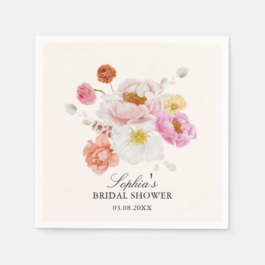 Colorful Garden Flowers Bridal Shower  スタンダードカクテルナプキン (正面)