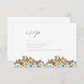 Colorful Garden watercolor Wildflower wedding 出欠カード (正面/裏面)