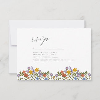 Colorful Garden watercolor Wildflower wedding 出欠カード