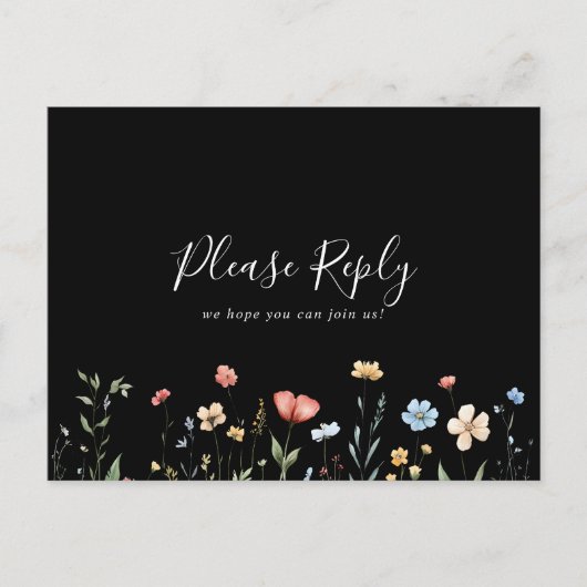 Colorful Garden wildflower Menu Choice RSVP  ポストカード (正面)