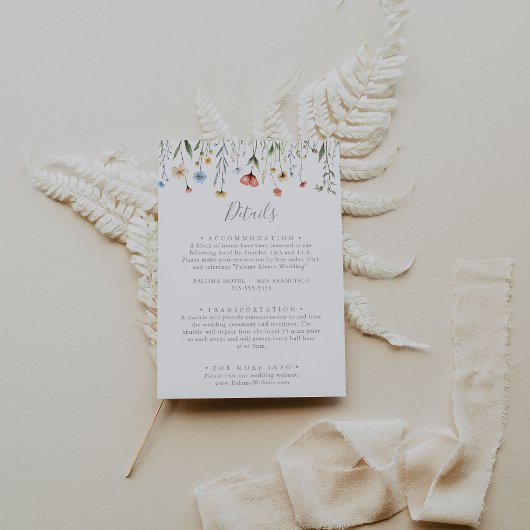 Colorful Garden wildflower Wedding Details エンクロージャーカード