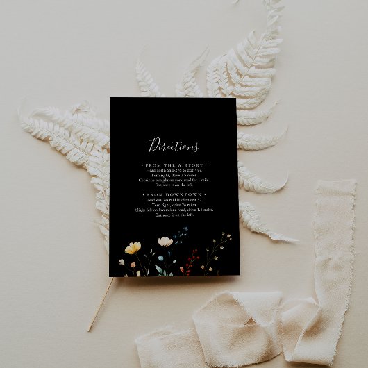 Colorful Garden wildflower Wedding Directions エンクロージャーカード