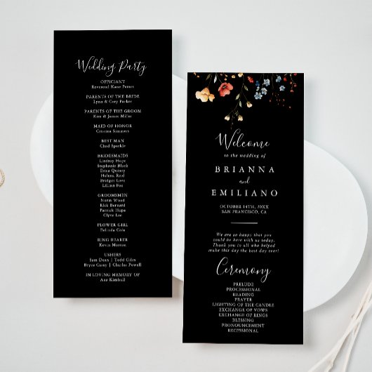 Colorful Garden wildflower Wedding Program プログラム