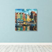 Colorful Gdansk Waterfront Scene Canvas キャンバスプリント (インサイチュ (ウッドフロア))