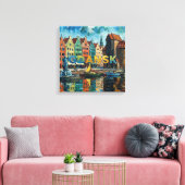 Colorful Gdansk Waterfront Scene Canvas キャンバスプリント (インサイチュ (リビング))
