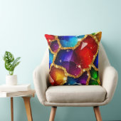 Colorful Gemstone Abstract With Gold Glitter Spark クッション (椅子)