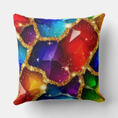 Colorful Gemstone Abstract With Gold Glitter Spark クッション (裏面)