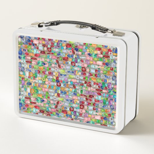 Colorful Gemstone Crystal Cluster Strings メタルランチボックス (裏面)