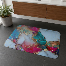 Colorful Geode Marble Blue Pink Turquoise バスマット