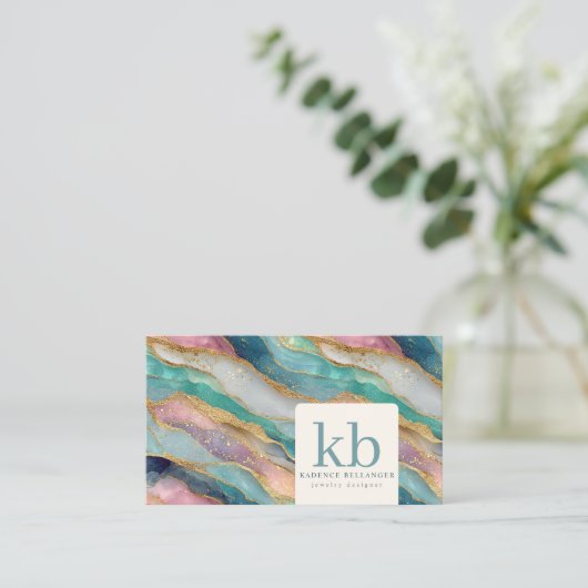 Colorful Geode Pattern Jewelry Designer 名刺 (スタンド正面)