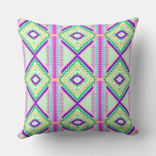 Colorful Geometric Boho Pattern クッション (裏面)
