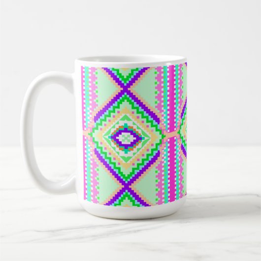 Colorful Geometric Boho Pattern コーヒーマグカップ (左)