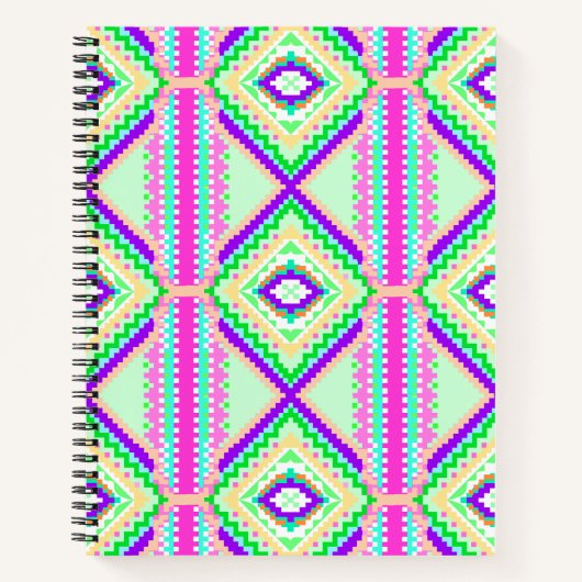 Colorful Geometric Boho Pattern ノートブック (正面)