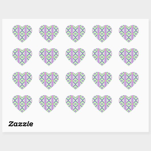 Colorful Geometric Boho Pattern ハートシール (シート)