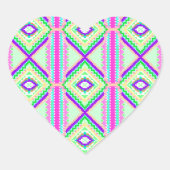 Colorful Geometric Boho Pattern ハートシール (正面)
