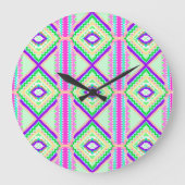 Colorful Geometric Boho Pattern ラージ壁時計 (正面)
