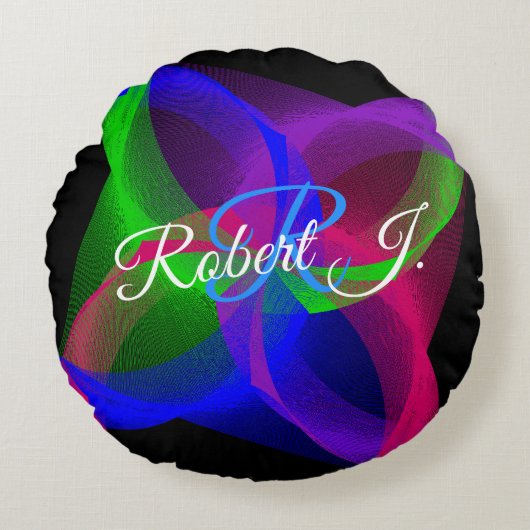 Colorful Geometric Circular Blend Round Pillow ラウンドクッション (正面)