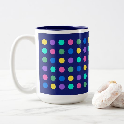 Colorful Geometric Dots Drinkware Design -  ツートーンマグカップ (ドーナツ)