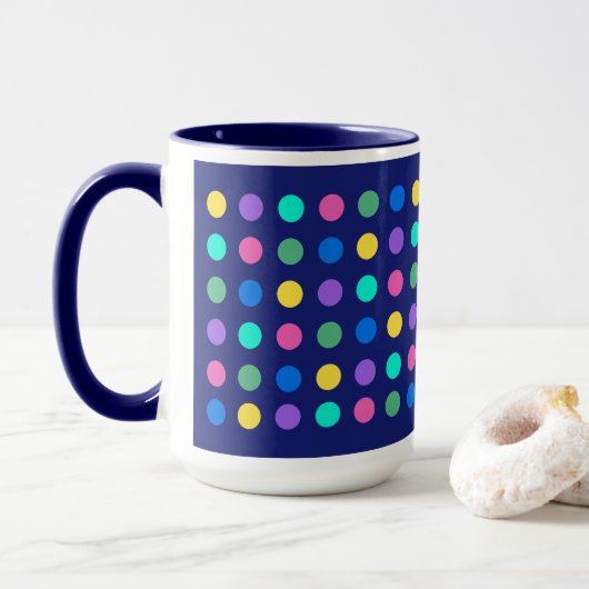 Colorful Geometric Dots Drinkware Design -  マグカップ (ドーナツ付き)