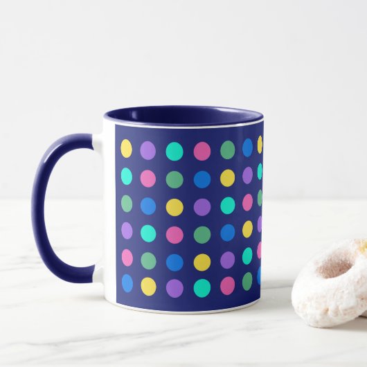Colorful Geometric Dots Drinkware Design -  マグカップ (ドーナツ)