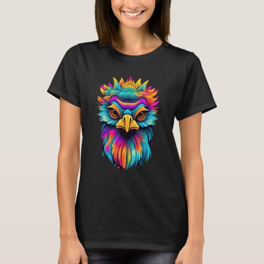 Colorful Geometric Emu Bird Pop Animal Tシャツ (正面)
