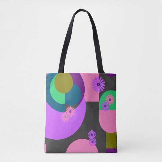 Colorful Geometric Floral Abstract Tote Bag トートバッグ (正面)