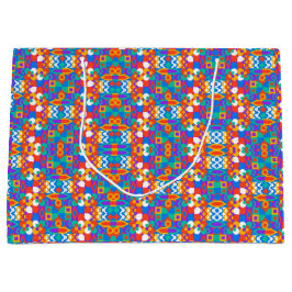Colorful geometric gift bag with vibrant patterns ラージペーパーバッグ