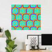 Colorful Geometric Glitch Pattern  ポスター (ホームオフィス)