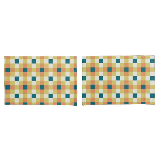 Colorful Geometric Grid Pattern with Retro Palette 枕カバー (フロントセット)