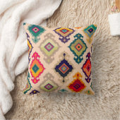 Colorful Geometric Ikat Throw Pillow クッション (ブランケット)
