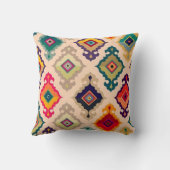 Colorful Geometric Ikat Throw Pillow クッション (裏面)